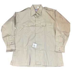 Flying Cross Duro Poplin Uniform Shirt Khaki Tan 16.5 34/35 NWT Long Sleeve